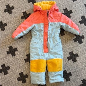 Swiss Tech Kids Colorblock Snow Suit - Coral, Yellow & Light Blue